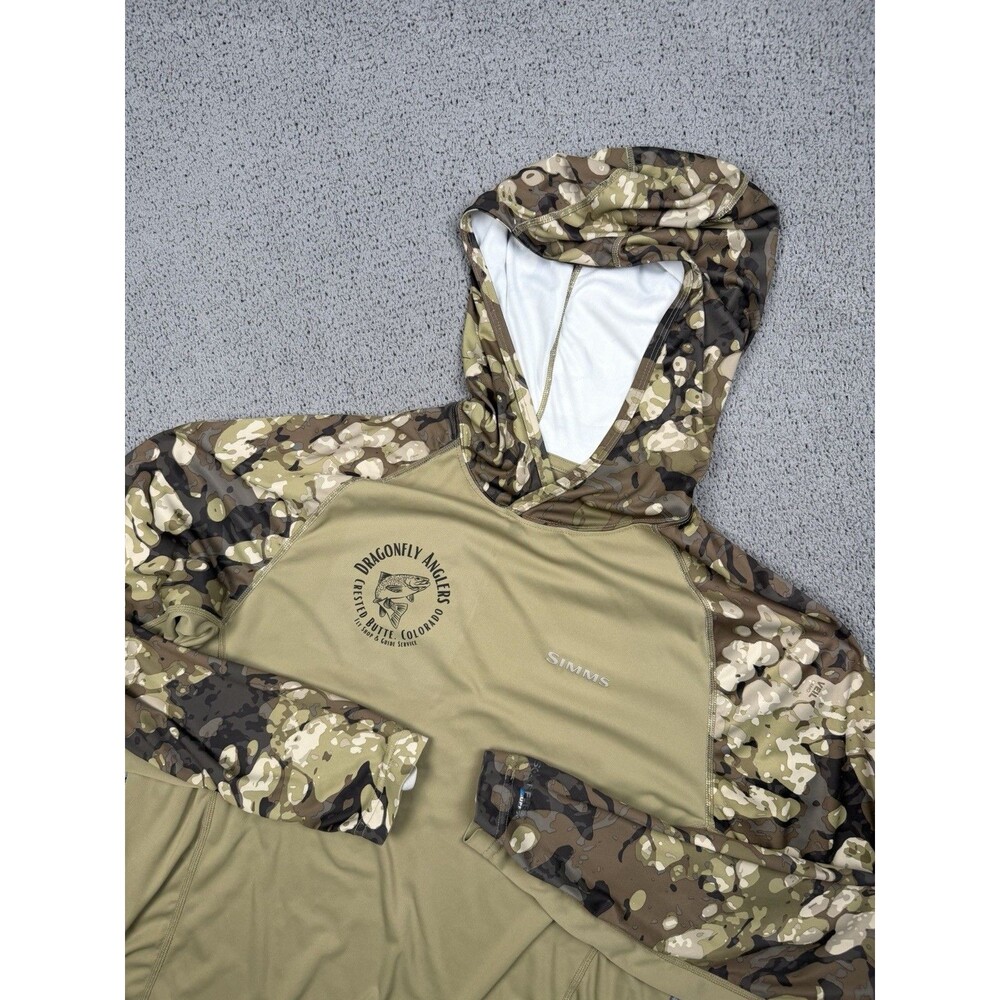 Simms Hoodie Mens S Veil Camo Sleeves Fishing Solarflex UPF Performance